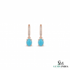 Turquoise Oval Cabochon Drop Earrings With Diamond Accents - Elegant Gift For Her