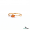 Pear Cut CItrine Ring With White Pear & Round Diamond Accents – Elegant Statement Jewelry For Her