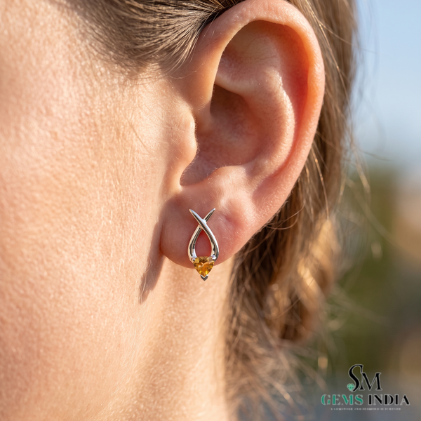 Unique Heart Cut Citrine Earrings With Intertwined Gold Design – Fine Jewelry For Her