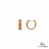Round Citrine Hoop Earrings With Diamond Detailing - Fine Jewelry Gift For Her