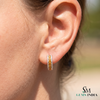 Round Citrine Hoop Earrings With Diamond Detailing - Fine Jewelry Gift For Her