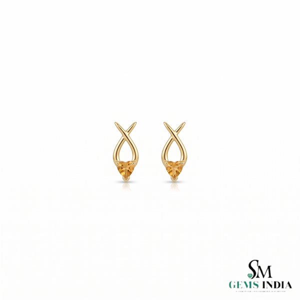 Unique Heart Cut Citrine Earrings With Intertwined Gold Design – Fine Jewelry For Her