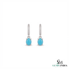 Turquoise Oval Cabochon Drop Earrings With Diamond Accents - Elegant Gift For Her