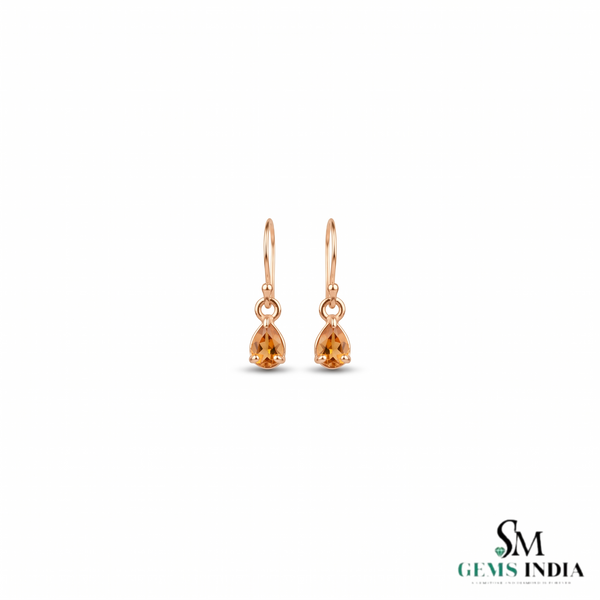 Pear Cut Citrine Drop Earrings – Elegant Dangle Gemstone Jewelry Gift For Her