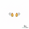 Pear Cut Natural Citrine Earrings – Minimalist Stud Earrings & Gift For Her
