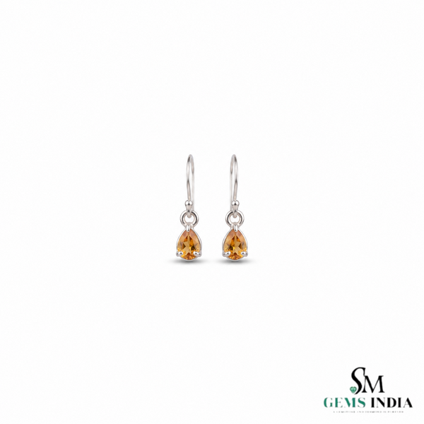 Pear Cut Citrine Drop Earrings – Elegant Dangle Gemstone Jewelry Gift For Her