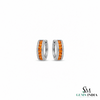 Round Citrine Hoop Earrings With Diamond Detailing - Fine Jewelry Gift For Her