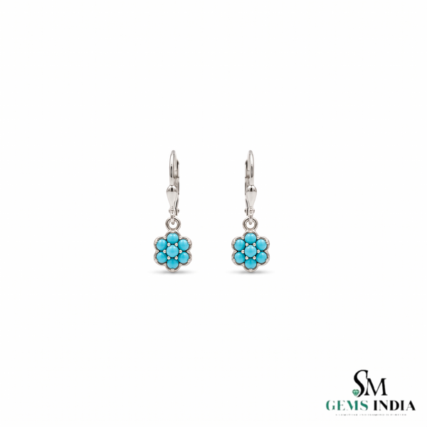 Turquoise Flower Drop Earrings For Woman- December Birthstone Jewelry