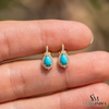 Pear cut Turquoise stud Earring with Diamond Accent - December Birthstone Jewelry
