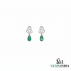 Pear Shaped Emerald & Diamond Drop Stud Earrings - Fine Jewelry for Women
