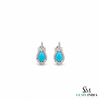 Pear cut Turquoise stud Earring with Diamond Accent - December Birthstone Jewelry