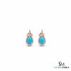 Pear cut Turquoise stud Earring with Diamond Accent - December Birthstone Jewelry