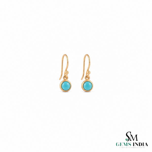 Luxury Round Turquoise Dangle Earrings - Anniversary Gift For Her