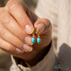 Oval Turquoise Huggie Hoop Earrings with Diamond Accent - Anniversary Gift