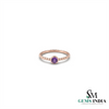 Dainty Amethyst Solitaire Ring with Beaded Band – February Birthstone Jewelry