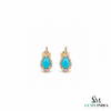 Pear cut Turquoise stud Earring with Diamond Accent - December Birthstone Jewelry