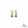 Round Turquoise Hoop Earrings - Dainty Gemstone Jewelry for Women