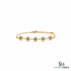 Turquoise Floral Bracelet With Five Stones and Sunburst – Elegant Jewelry Gift For Her