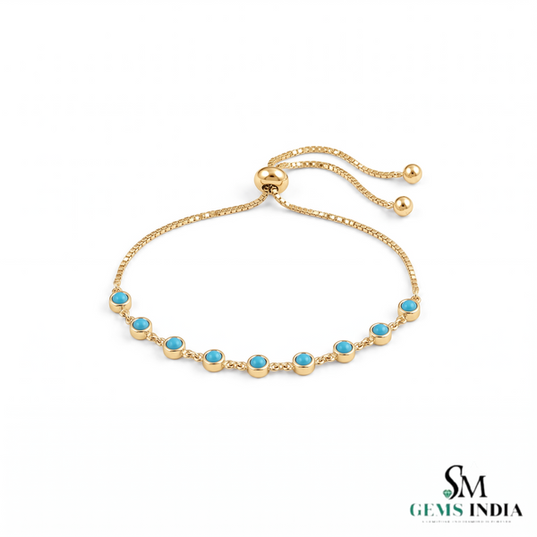 Round Cut Turquoise Cabochon Bracelet – Timeless Fine Jewelry For Her