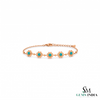 Turquoise Floral Bracelet With Five Stones and Sunburst – Elegant Jewelry Gift For Her