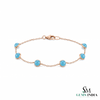 Round Turquoise Blue Gemstone Station Bracelet – Luxury Statement Jewelry For Her