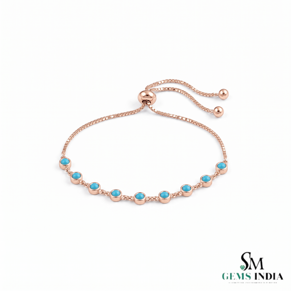 Round Cut Turquoise Cabochon Bracelet – Timeless Fine Jewelry For Her