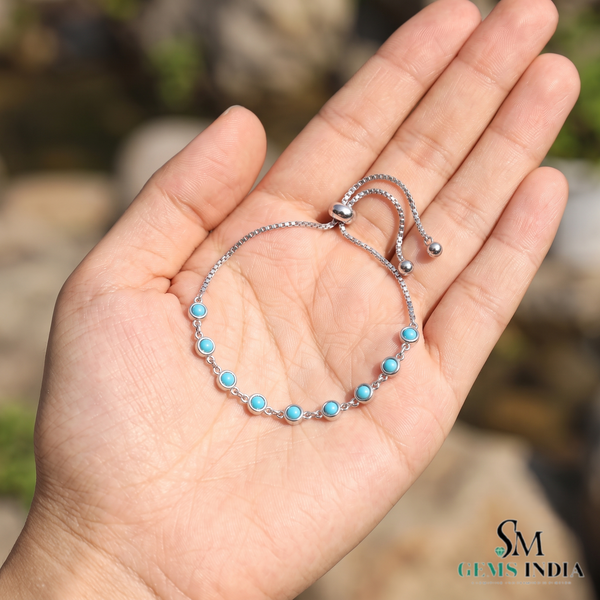Round Cut Turquoise Cabochon Bracelet – Timeless Fine Jewelry For Her