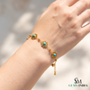 Turquoise Floral Bracelet With Five Stones and Sunburst – Elegant Jewelry Gift For Her