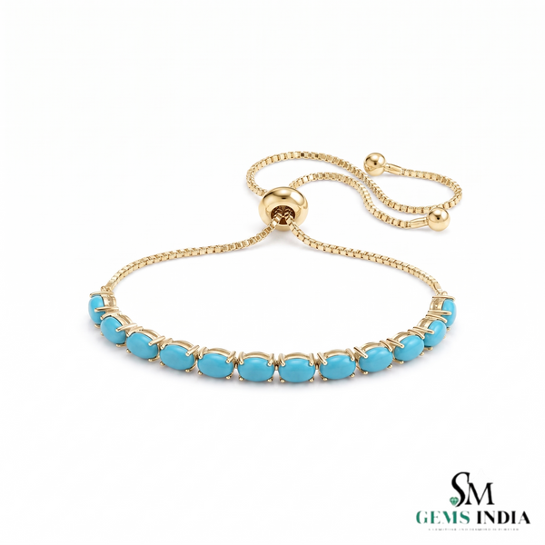Elegant Oval Turquoise Tennis Bracelet– Timeless Fine Jewelry