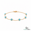 Round Turquoise Blue Gemstone Station Bracelet – Luxury Statement Jewelry For Her
