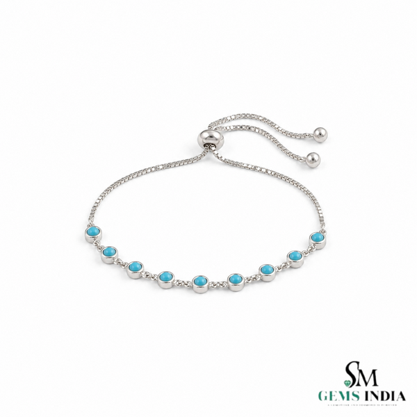 Round Cut Turquoise Cabochon Bracelet – Timeless Fine Jewelry For Her