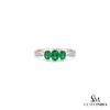 Elegant Triple Oval Emerald Ring With Diamond Accent - Elegant Gift For Her