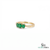 Elegant Triple Oval Emerald Ring With Diamond Accent - Elegant Gift For Her