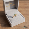 Three Round Emerald Open Wrap Ring With Leaf Detail - Nature Inspired Fine Jewelry