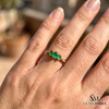 Elegant Triple Oval Emerald Ring With Diamond Accent - Elegant Gift For Her