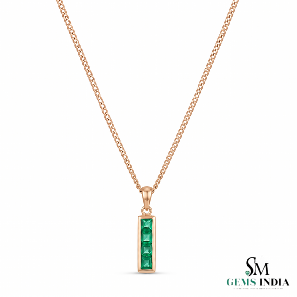 Minimalist Emerald Square Cut Pendant – Elegant Everyday Fine Jewelry