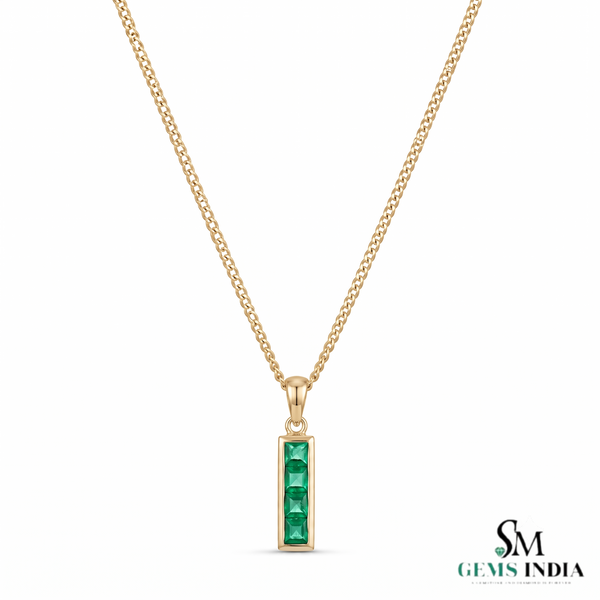 Minimalist Emerald Square Cut Pendant – Elegant Everyday Fine Jewelry