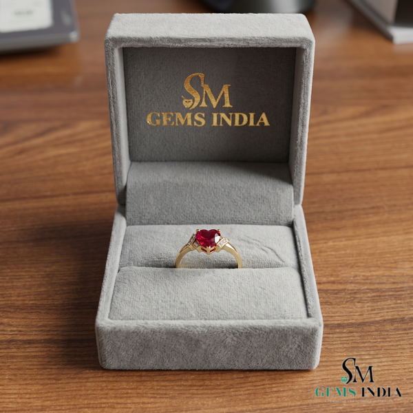 Romantic Ruby Heart Ring with Sparkling Diamond Band – Luxury Fine Jewelry