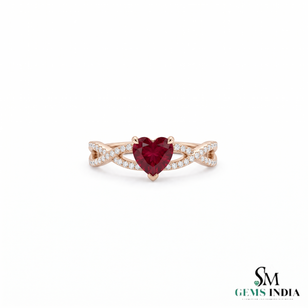 Ruby Heart Cocktail Ring with Diamond – Luxury Romantic Jewelry Gift for Her