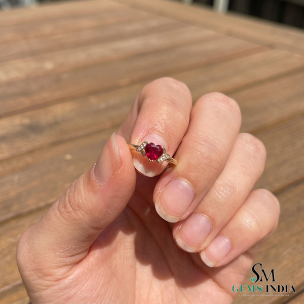 Romantic Ruby Heart Ring with Sparkling Diamond Band – Luxury Fine Jewelry