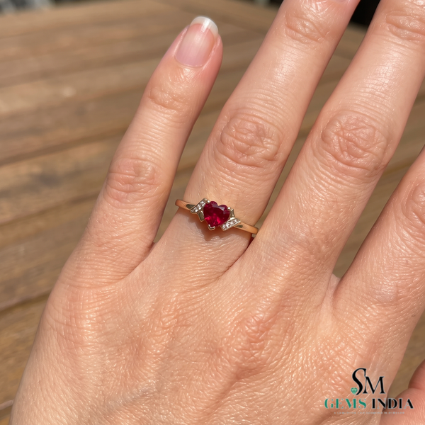 Romantic Ruby Heart Ring with Sparkling Diamond Band – Luxury Fine Jewelry