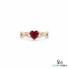 Ruby Heart Cocktail Ring with Diamond – Luxury Romantic Jewelry Gift for Her