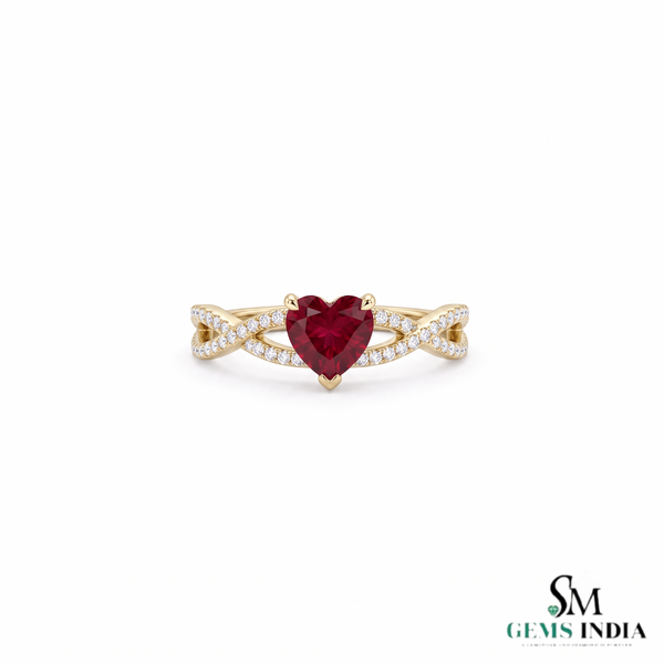 Ruby Heart Cocktail Ring with Diamond – Luxury Romantic Jewelry Gift for Her