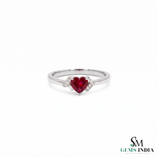 Romantic Ruby Heart Ring with Sparkling Diamond Band – Luxury Fine Jewelry