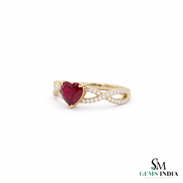 Ruby Heart Cocktail Ring with Diamond – Luxury Romantic Jewelry Gift for Her