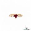 Heart Cut Ruby Ring with Diamond Halo Accents – Elegant Vintage Inspired Jewelry