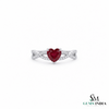 Ruby Heart Cocktail Ring with Diamond – Luxury Romantic Jewelry Gift for Her