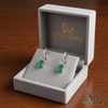 Emerald Cut Green Emerald Huggie Drop Earrings With Diamond Accents - Gift For Her