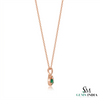 Round Emerald & Diamond Pendant With Elegant Curved Design - Fine Jewelry Gift For Her