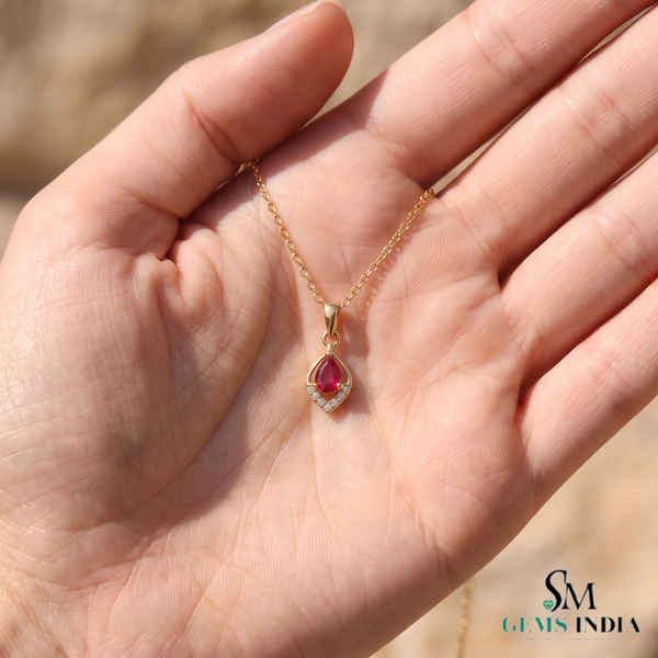 Pear Shape Ruby & Diamond Pendant – Fine Jewelry Gift For Her